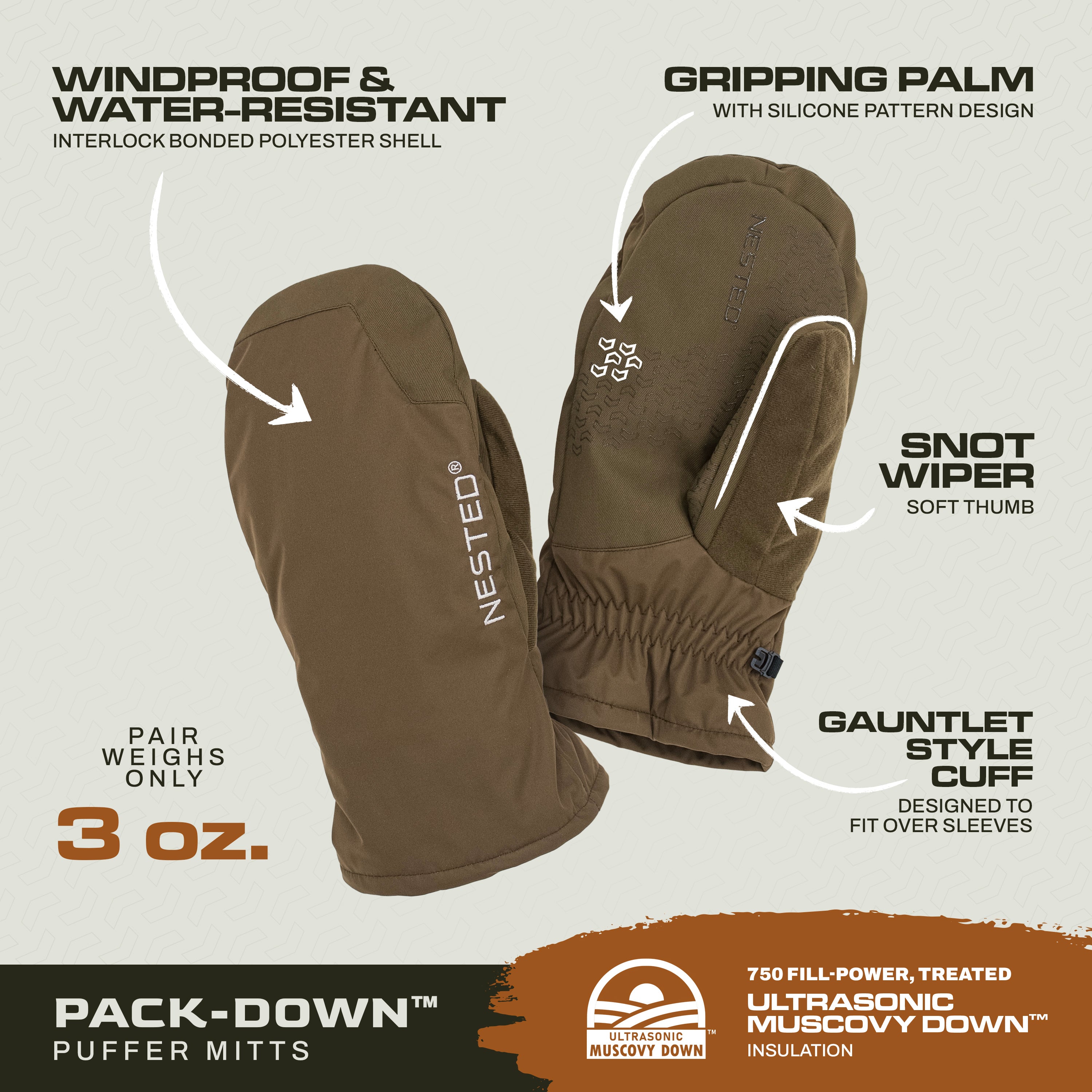 Pack-Down™ Puffer Mitts